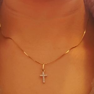 Real 14k necklace with authentic tiny diamond cross